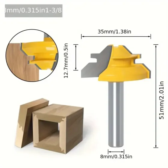 Фреза пазошиповая 38 мм с хвостовиком 8 мм для углового линейного сращивания древесины точная и надежная Киев