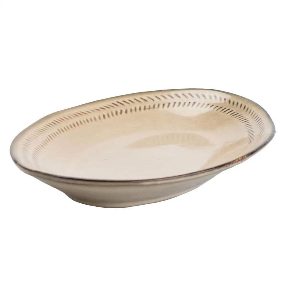 Овальное сервировочное блюдо из фарфора бежевое 29х19 см Киев - изображение 1
