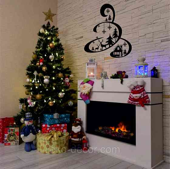 Декоративное настенное Панно «Новый год», Декор на стену 70*61 см, Чёрный Киев