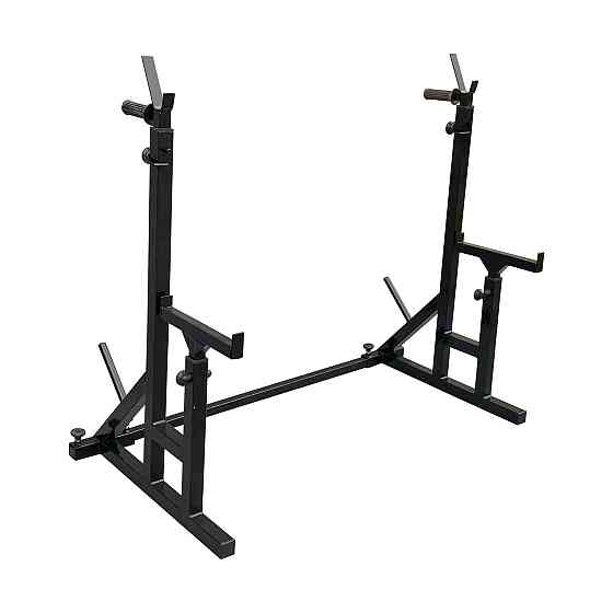 Стійки під штангу 50 на 50 мм Чорний зі страхувальними упорами, брусами та штирями для зберігання блінів Київ