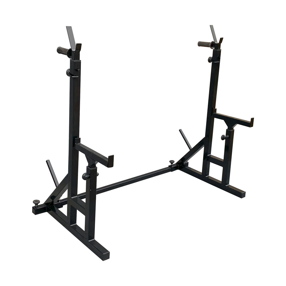 Стійки під штангу 50 на 50 мм Чорний зі страхувальними упорами, брусами та штирями для зберігання блінів Київ - фото 1