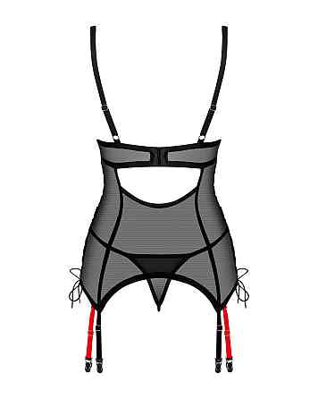 Корсет напівпрозорий XS/S Glandez Obsessive, зі стрінгами, чорний Sex Aura Київ