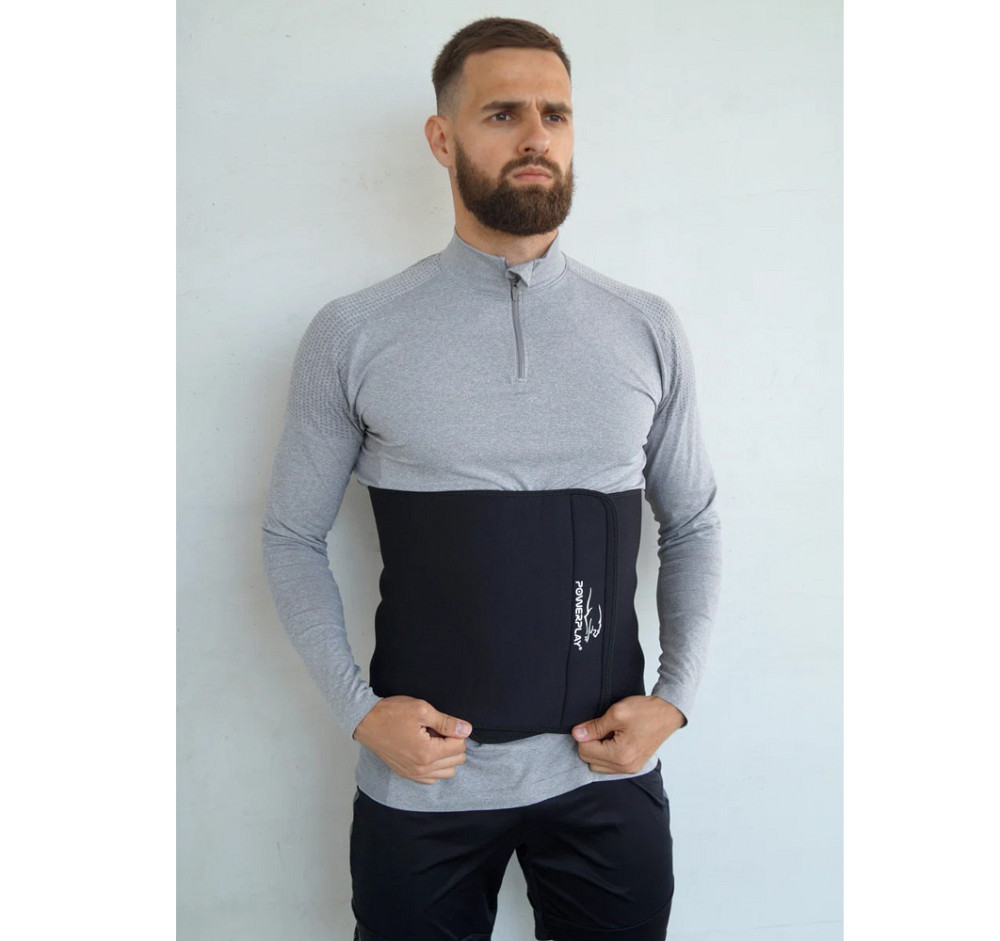 Пояс для схуднення PowerPlay 4301 (100*30 см) + кишеня для смартфона Чорний Луцк - изображение 8