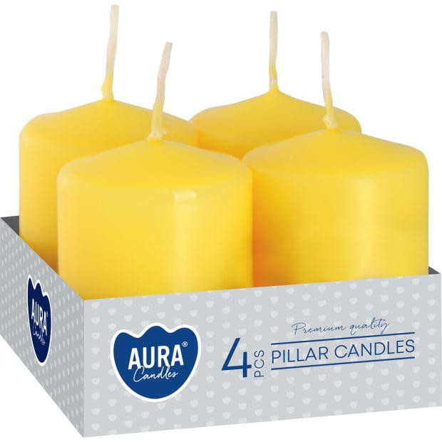 Набір свічок 4 шт. циліндр Bispol AURA Candles Жовті (sw40/60-010) Луцьк - фото 1