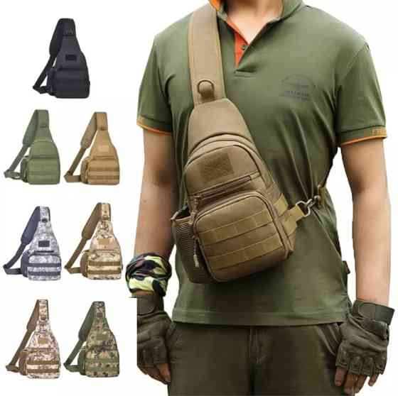 Мужская сумка тактическая через плечо зеленая - размер сумки 35*20*12см, 3 кармана сперед и 1 кармашек боковой Киев