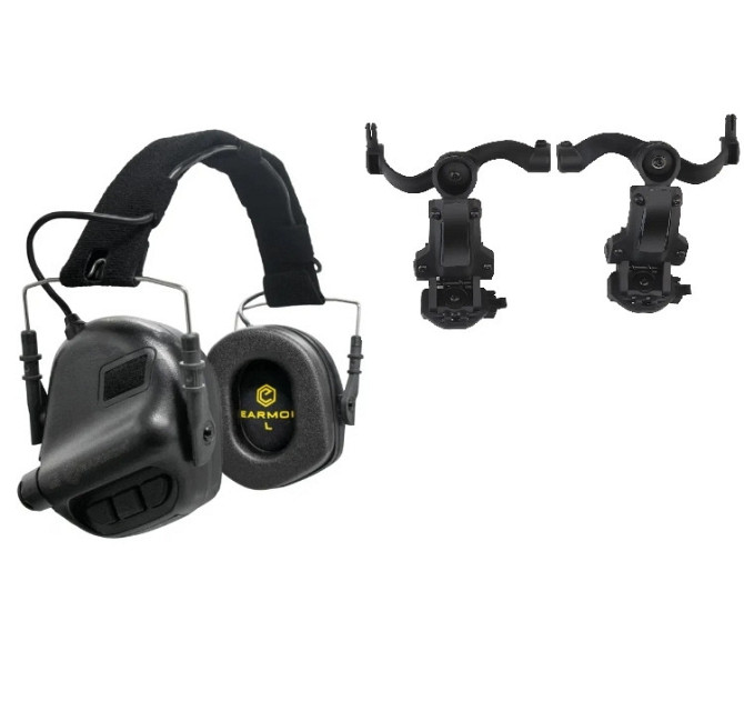 Тактические активные наушники Earmor М31 + крепление на шлем OPS Core (чебурашка) Черный Винница - изображение 3