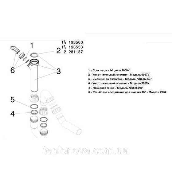 Сифон для раковины VIEGA 1 1/2″х40 с отводом,  45° пластик белый трубный б/г 101800 Черновцы