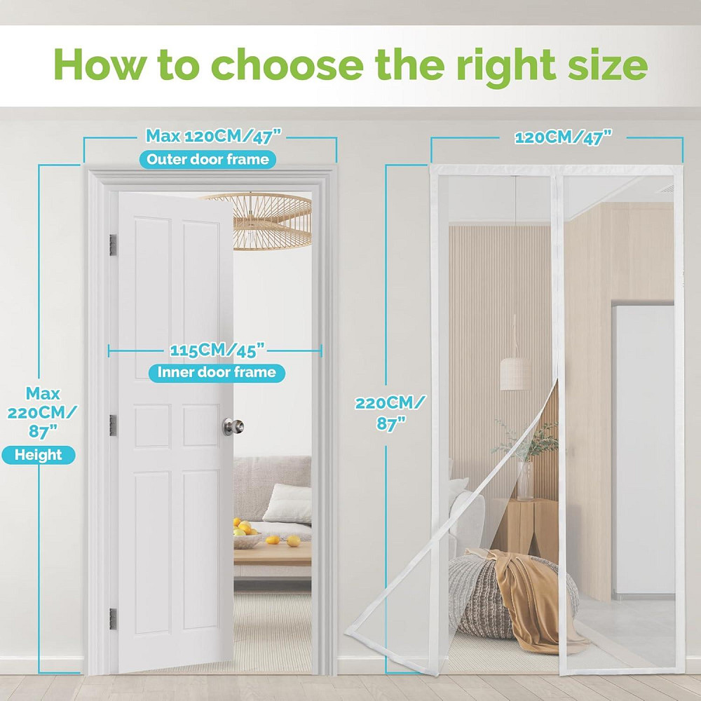 Магнітна антимоскітна сітка на двері 120x220см HOOMEE HSD-001 (біла) Луцк - изображение 2