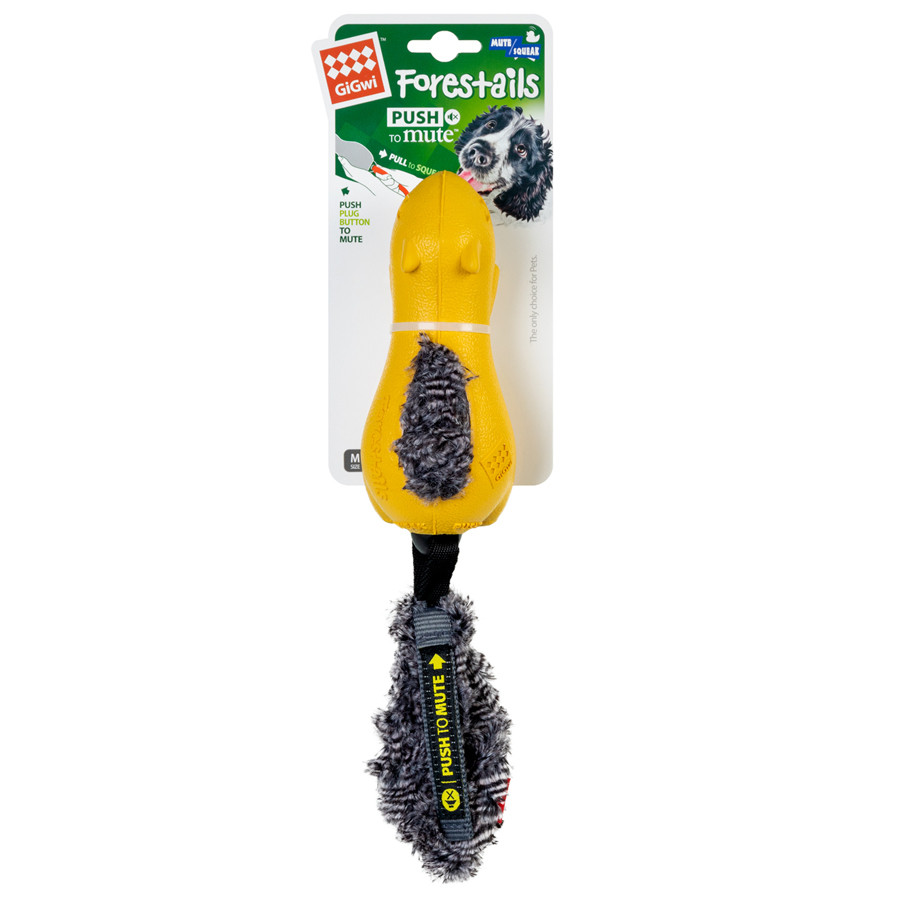 Іграшка для собак Білка з пищалкою, що вимикається GiGwi Push to mute, гума, штучне хутро, 30 с Коломия - фото 2