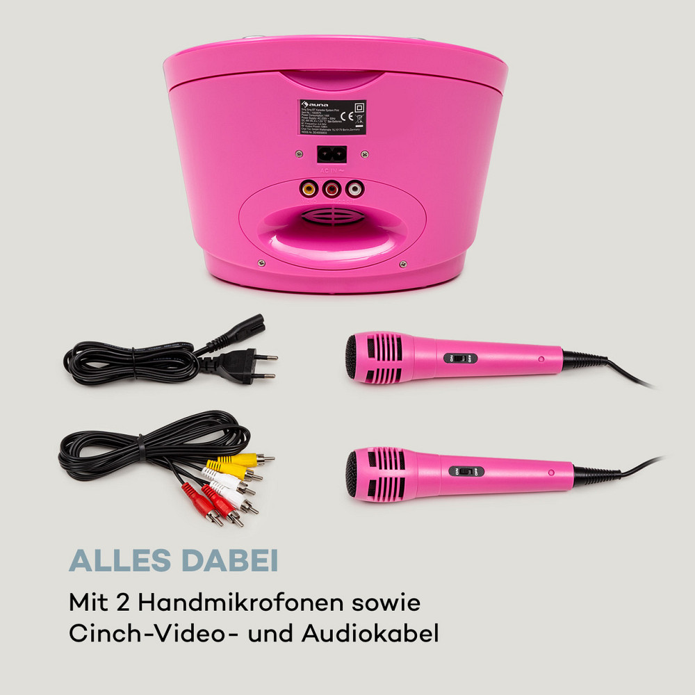 Караоке-система SingSing BT 2 микрофона CD-плеер BT Светодиодный световой эффект Мобильный Розовый (Германия, Ровно - изображение 9