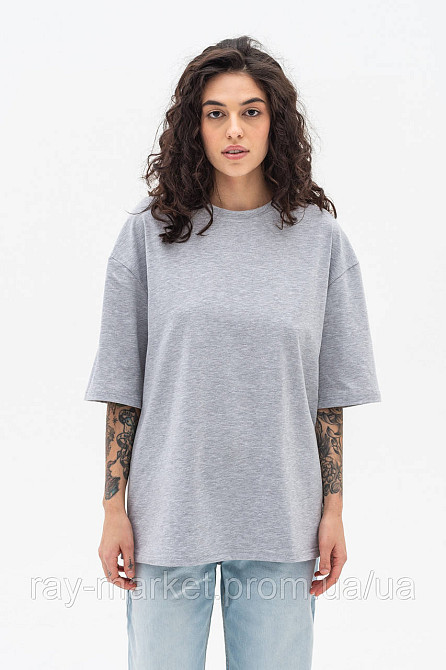 Набір футболок оверсайз жіночих 2 шт "U0104-Dark Grey-Black" XXL/3XL Київ - фото 2