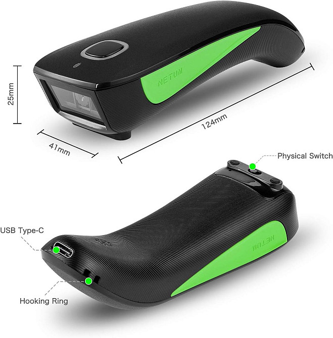 Портативний бездротовий сканер штрих-кодів Netum C740 Київ - фото 6