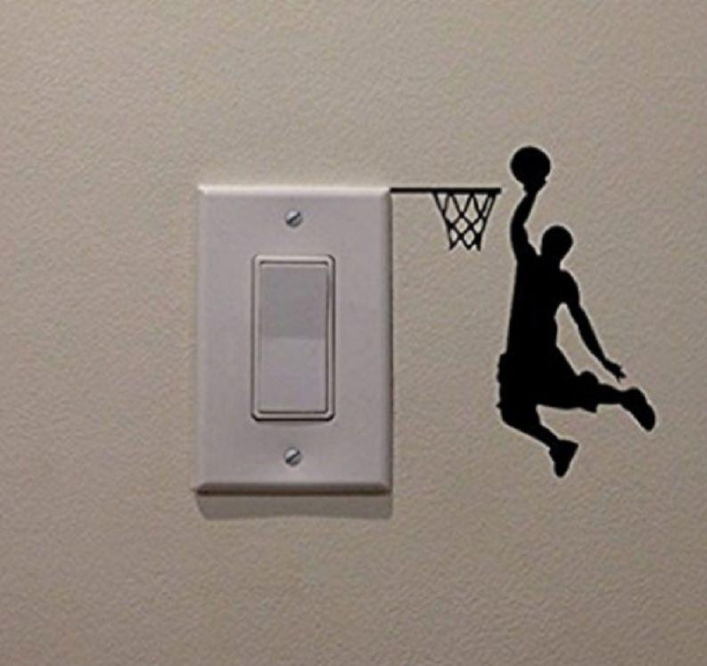 Наклейка на вимикач "Баскетболіст" - розмір стікера 14*11см Київ - фото 1