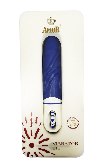Розкішний вібратор з опуклими ребрашками для стимуляції AMOR BIG VIBRATOR BRUCE Blue (Застосунок НЕ Sex Aura Київ - фото 1
