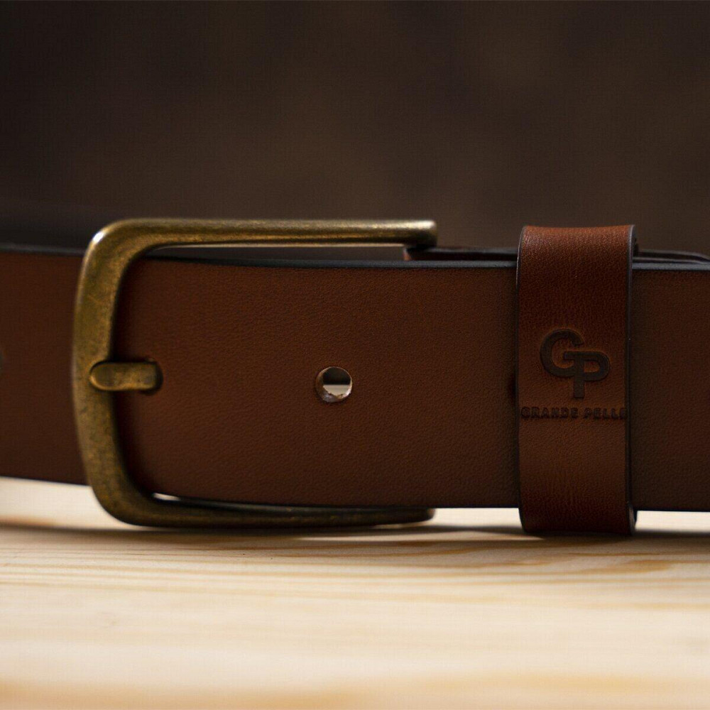 Ремень мужской Grande Pelle 11060 Коричневый Киев - изображение 2