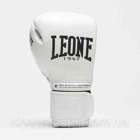 Боксерські рукавиці Leone Greatest White білі шкіряні для боксу тренувань і спарингу 10 унцій Київ