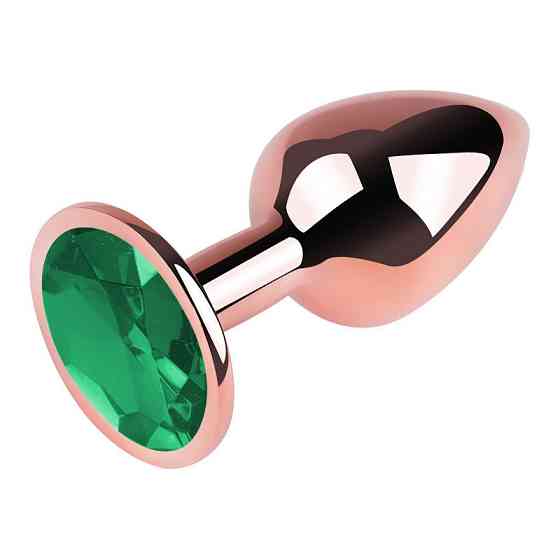 Анальная пробка с кристаллом EGZO - Rose Gold Round Plug Marine size M Sex Aura Киев