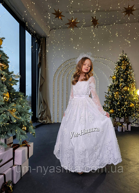 Белое нарядное платье с рукавами Эмилия Кривой Рог - изображение 6