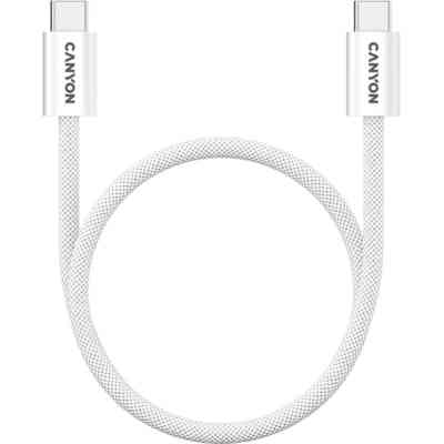 Дата кабель USB-C to USB-C 1.0m 60W Magnet Braided White Canyon (CND-CCMG60AB15W) Вінниця