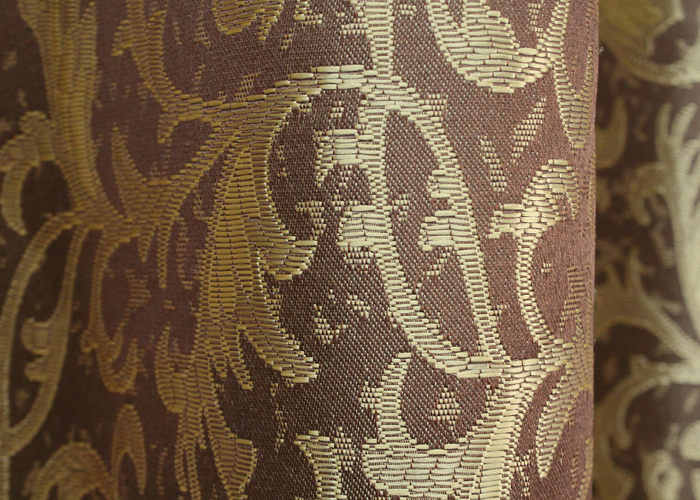 Комплект готовых штор VR-Textil Жаккард № 1587ш Коричневый с золотистым 140х270 см 2 шт (33-0548) Киев - изображение 7