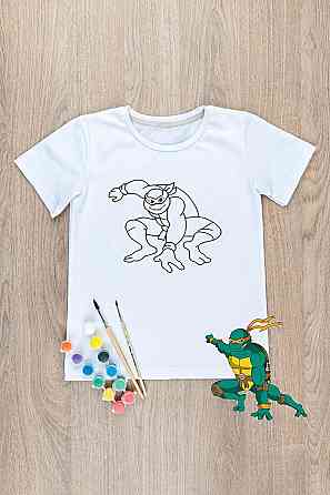 Футболка-раскраска детская Футболка-раскраска детская МИКЕЛАНДЖЕЛО Крохатушка одяг Киев