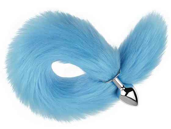 Анальная пробка с хвостом EGZO - Fox Tail Silver Plug Blue, size S Sex Aura Киев