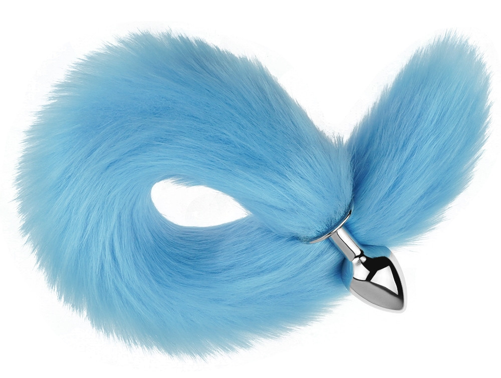 Анальна пробка з хвостом EGZO - Fox Tail Silver Plug Blue, size S Sex Aura Київ - фото 1