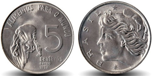 5 сентаво 1977 Бразилія — ФАО — Зебу (БС) Полтава - фото 1