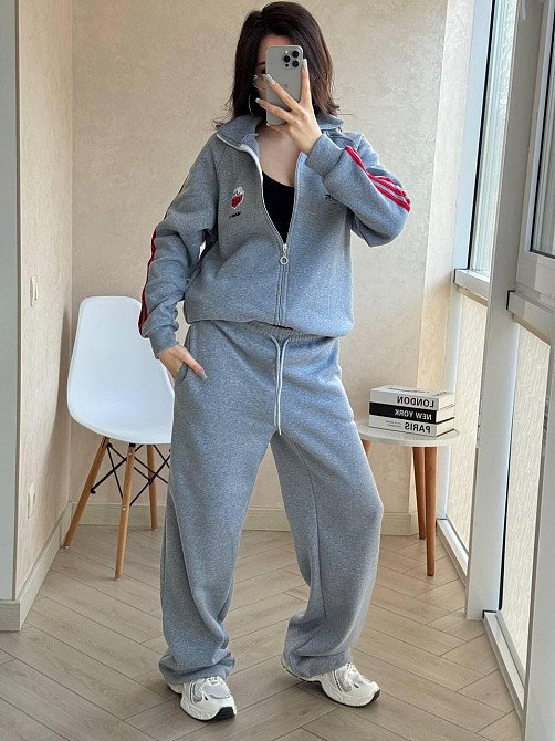 Стильный женский оверсайз костюм двойка триника флис Меланж Одесса - изображение 4