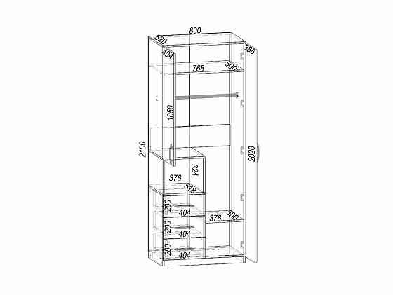 Шафа для одягу Tetris Т-1, Дуб Сонома, 800/520/2100 Львів