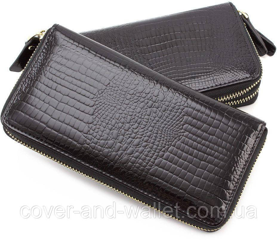 Жіночий шкіряний лаковий гаманець на блискавці з ремінцем для руки ST S4001A Київ - фото 3