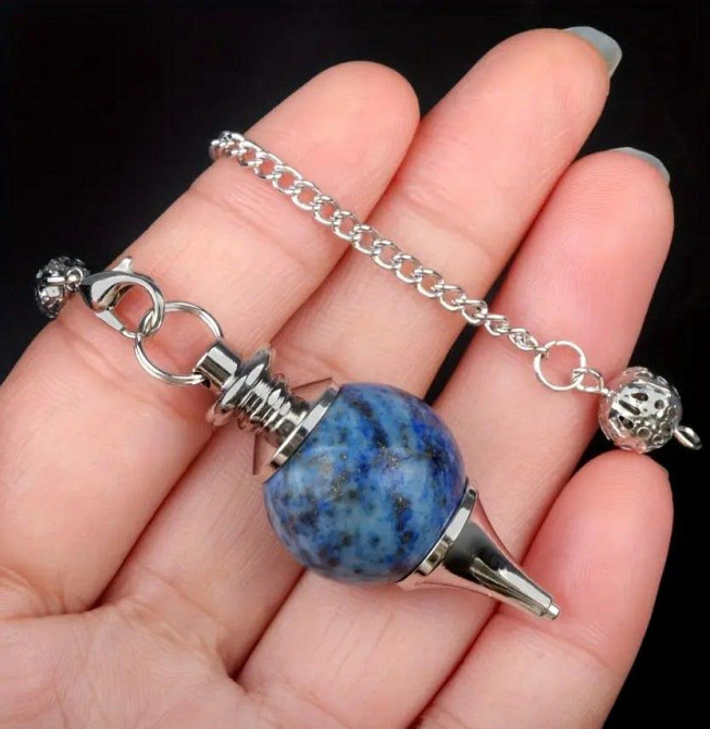 Маятник з лазуриту для медитації – 4 см, ланцюжок 26 см Київ - фото 1