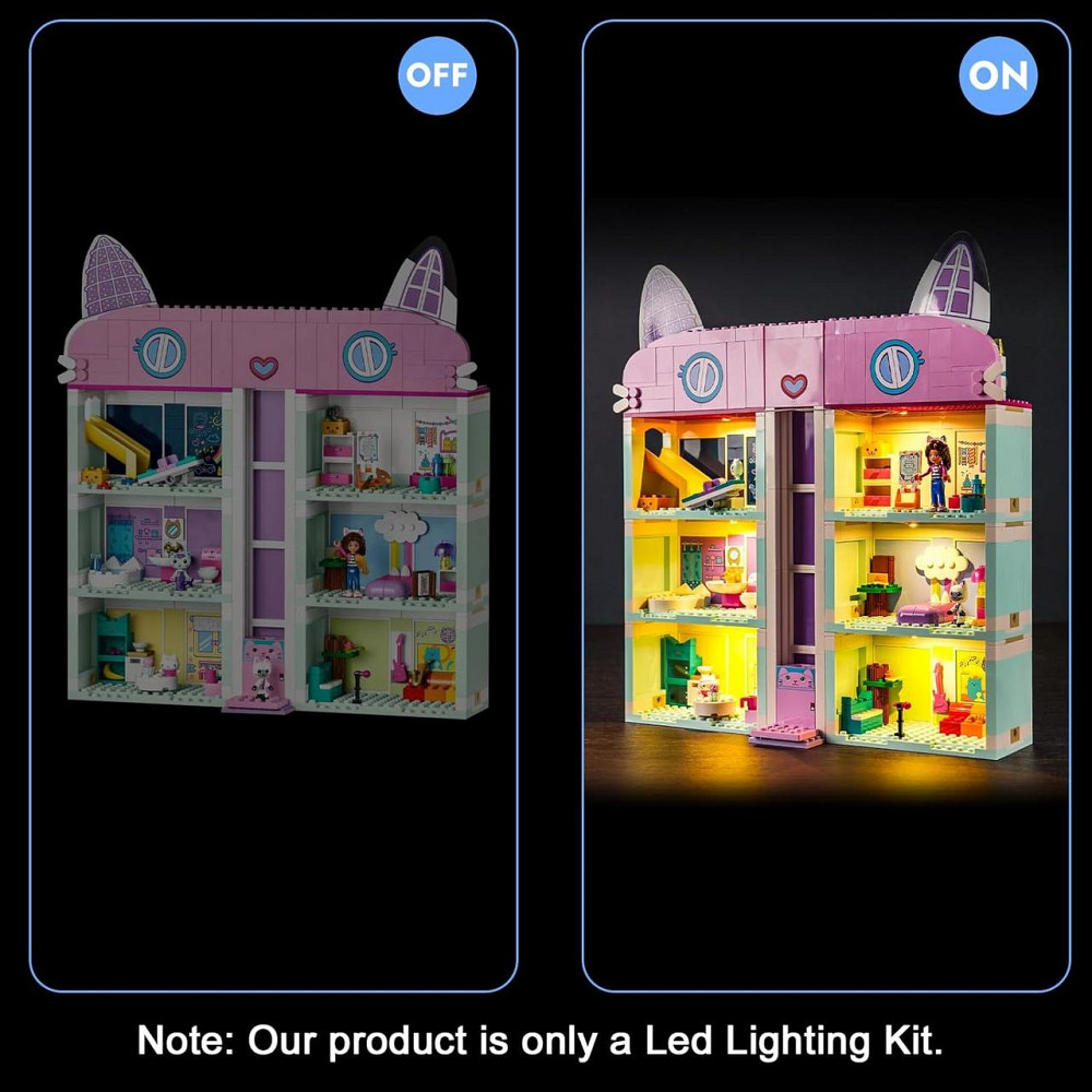 Світлодіодний набір для Lego 10788 Gabby's Dollhouse Фіолетовий комплект підсвітки 3 лампи USB/батареї для лялькового будиночка Київ - фото 3