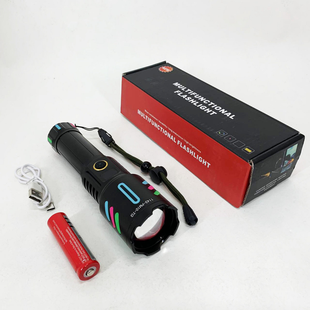 Багатофункціональний тактичний ліхтар, Ліхтарик на USB зарядкою для дому, Невеликий ручний ліхтар MB-47 Львів - фото 1