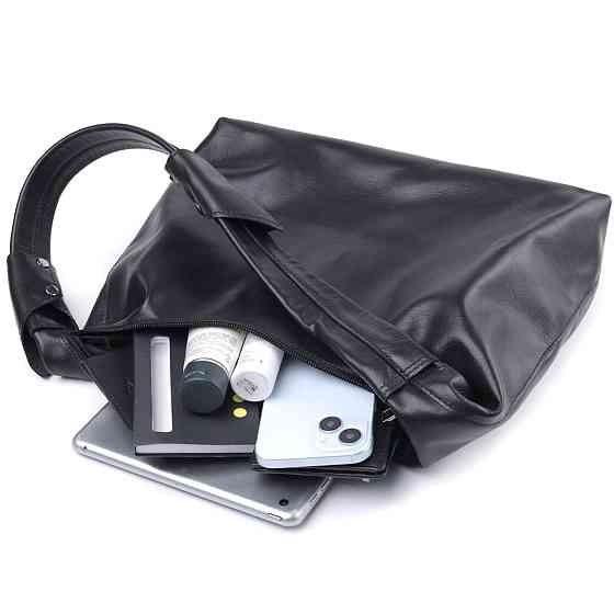 Практична жіноча сумка на плече з гладкої натуральної шкіри Shvigel 22828 Чорна Київ