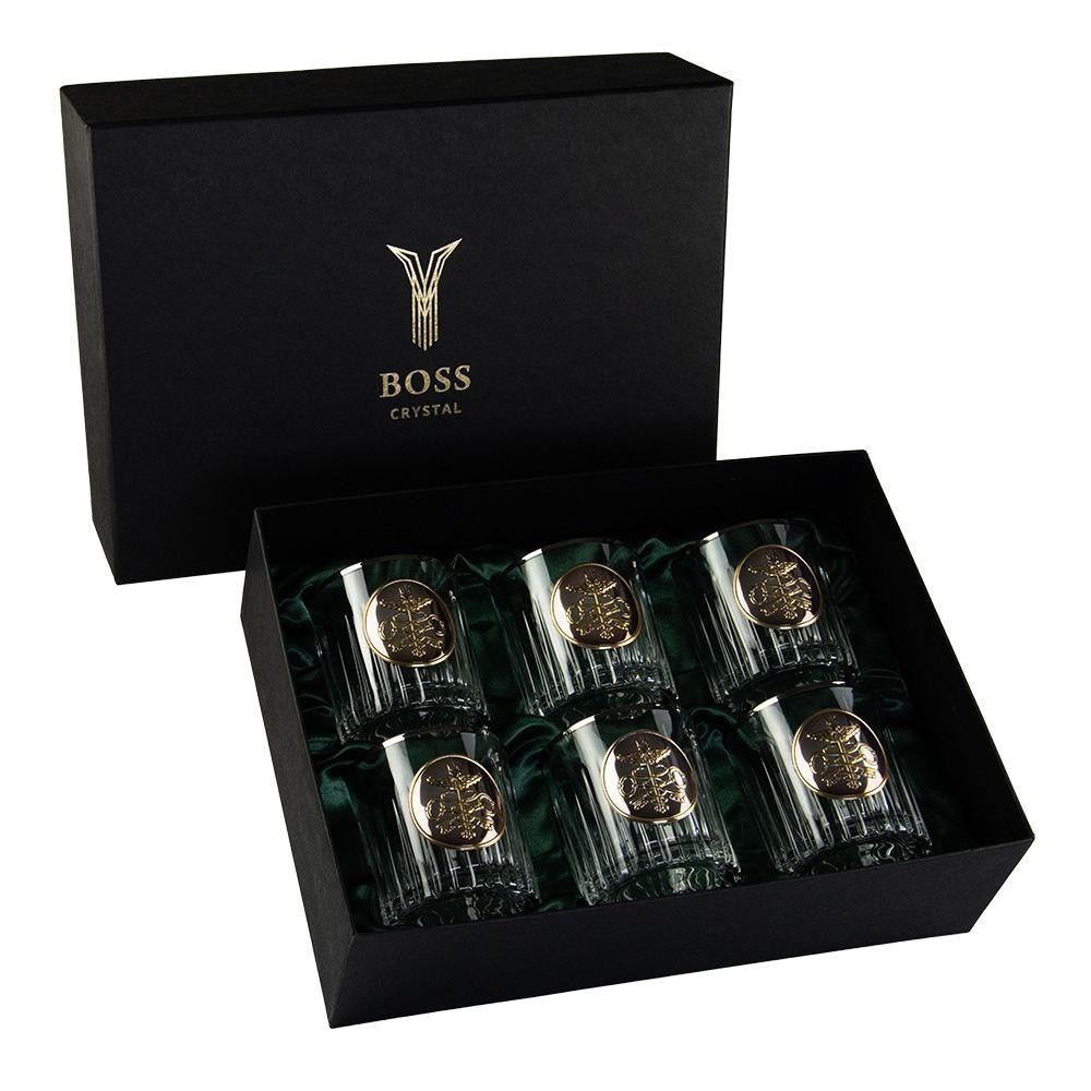 Набір для віскі "МИТНИЦЯ" 6 келихів 360 мл, кришталь з платиною, зображення зі срібла з позолотою Рівне - фото 1