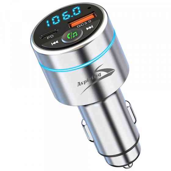 Автомобільний FM-трансміттер Aspiring Wave 5 PD 20W LED/Bluetooth/MicroSD/DSP/QC3.0 Metal case (WV654712) Киев