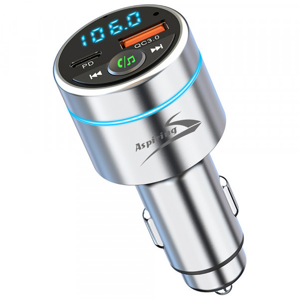 Автомобільний FM-трансміттер Aspiring Wave 5 PD 20W LED/Bluetooth/MicroSD/DSP/QC3.0 Metal case (WV654712) Киев - изображение 4