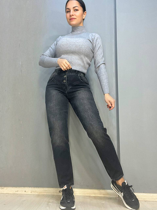 Джинси жіночі Dk-49 3238 МОМ кокетка на гудзиках варені чорні, чорний, 34, 34, 70 см, 94 см Київ - фото 11