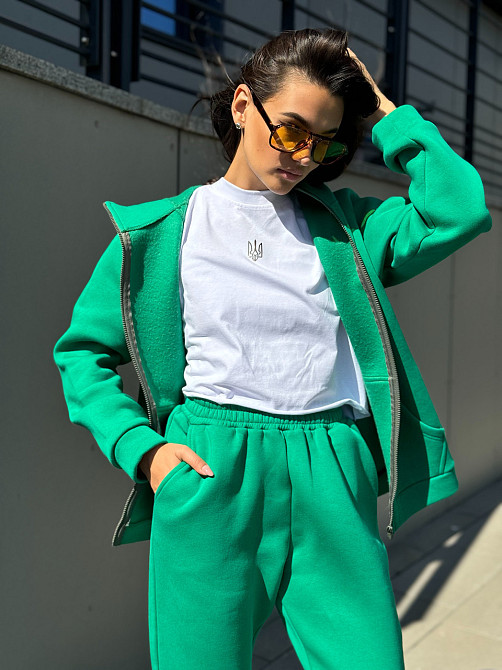 Флисовый женский спортивный костюм Зелёный 42/44 Харьков - изображение 2