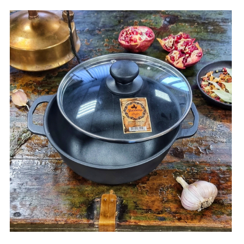 Каструля чавунна лита 6л скляна кришка Т404С3 Майстерня Житомир