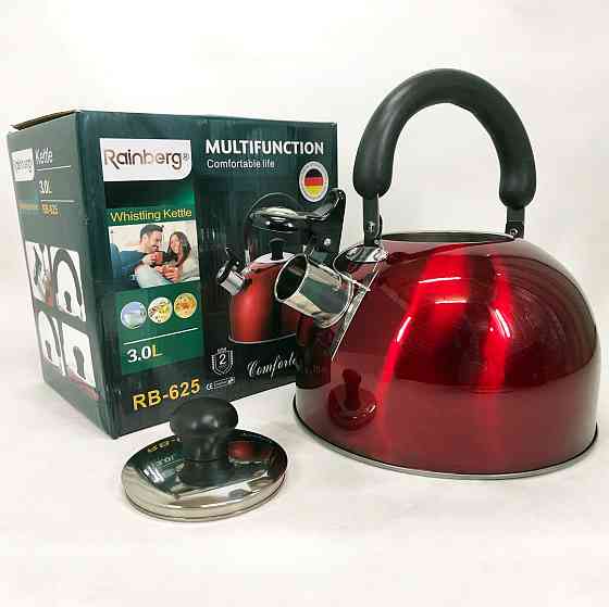 Качественный чайник для газовой плиты Rainberg RB-625 3 л, Чайник для плиты 3 л с сигналом UZ-31 Львов