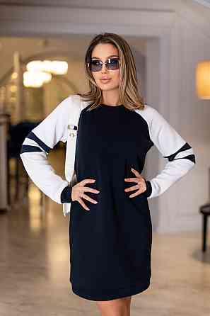 Тепле плаття із тринитки на флісі "Cindy" | Батал Темно-синій, 50-52 Київ