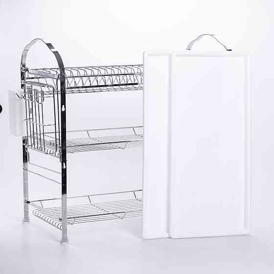 Yiwu Сушарка кухонна з хромованої сталі трирівнева з піддонами і тримачами HP-46-12 Коломия