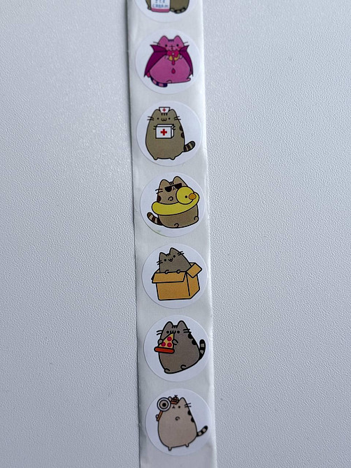 Набор наклейок (стикеров) кот Пушин Pusheen (500шт.) стикербомбинг для телефона, ноутбука. 1 рулон Киев - изображение 6
