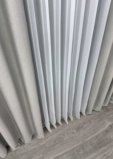 Шторна тканина Шеніл однотонний колір попелястий 1690ш Київ - фото 6