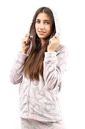 Домашний теплый костюм (пижама) женский розовый 