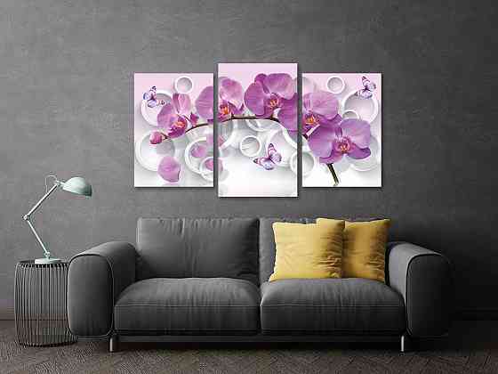 Модульная картина в гостиную / спальню Орхідея з метеликами Art-606_3 Киев