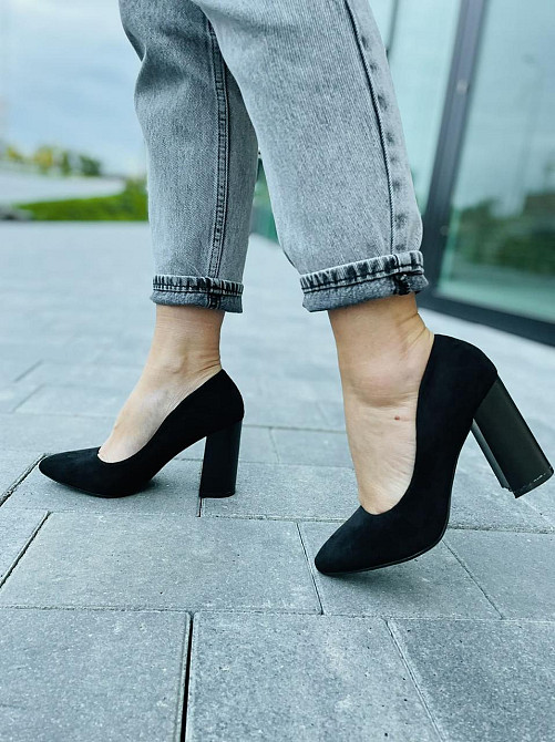 Q&Q Туфлі жіночі QQ чорні еко-замша каблук 9см 36р.-23.5см 39р.-25см (4745) Коломыя - изображение 3