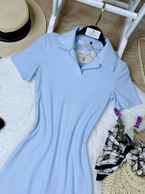 Стильне жіноче плаття-поло в спортивному стилі Блакитний, 42/44 Одеса - фото 2